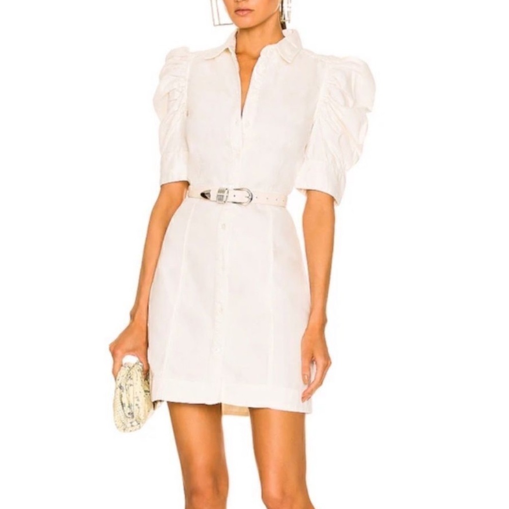 FRAME White Puff Sleeve Dress